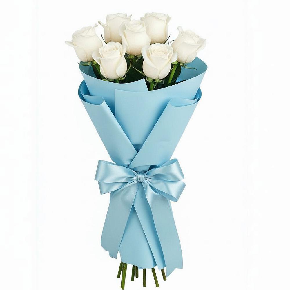 Букет 7 белых роз Проуд в Пригородном Краснодарского края