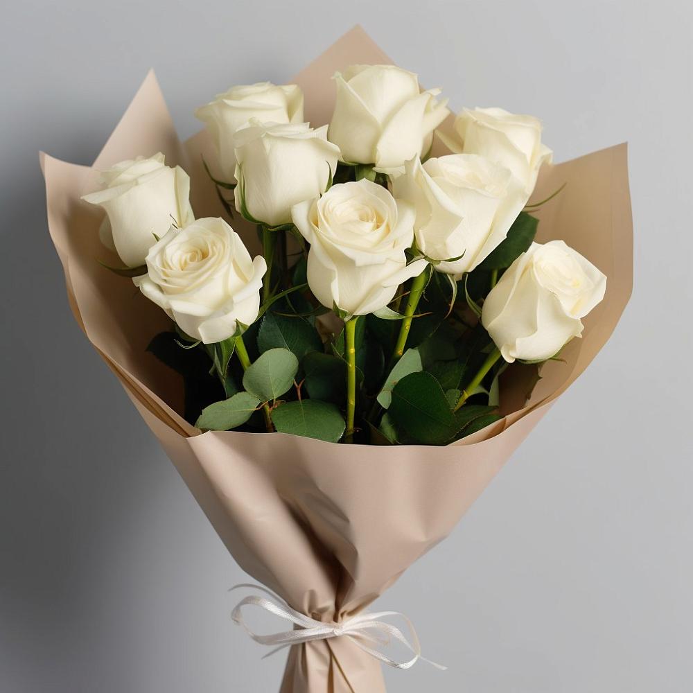 Букет 9 Белых роз Эдлесс Лав в Пригородном Краснодарского края