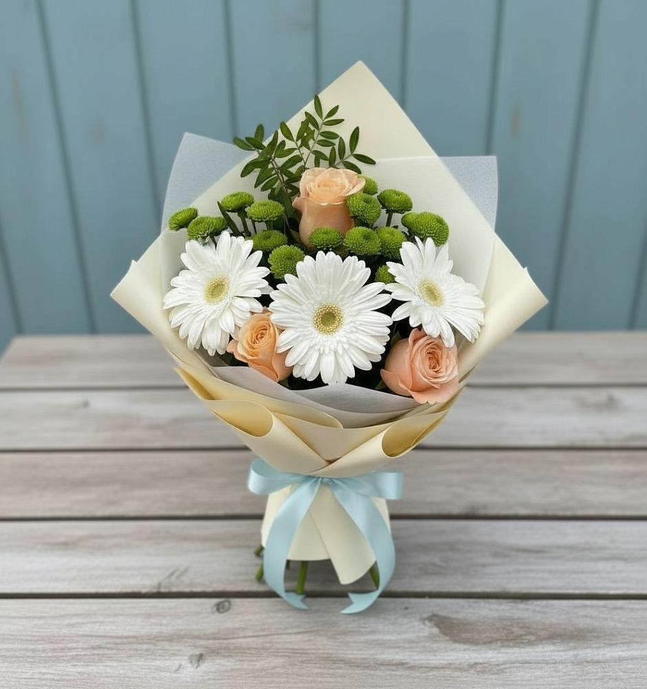 Букет цветов из: Герберы, Розы и Хризантемы в Пригородном Краснодарского края