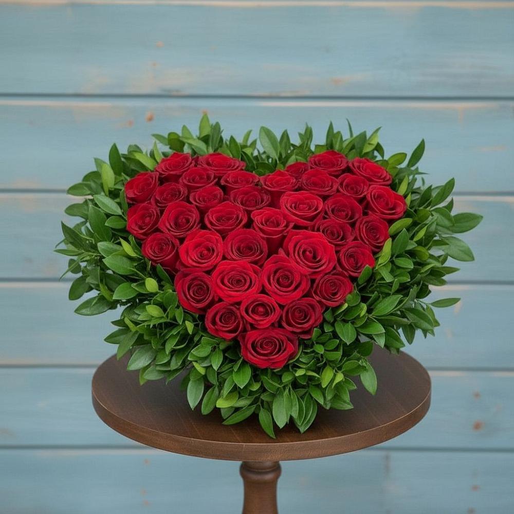 Цветочная композиция из Розы в виде сердца в Пригородном Краснодарского края